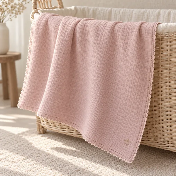 The Première Rose muslin swaddle in rose